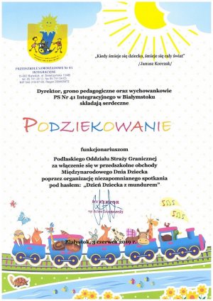 Podziękowanie za "Dzień Dziecka z Mundurem" 
