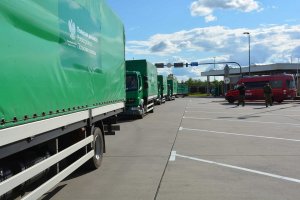 Odprawa graniczna konwoju na terenia dpg w Kuźnicy 